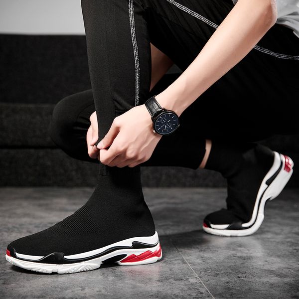 

fashion men women casual shoes sport ankle boots speed runner sneakers knit mesh trend trainers shoes 1 zapatillas hombre, Black