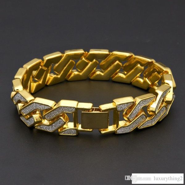 

cuban link chain bracelet for mens iced out hip hop bracelets jewelry gold plating bangle zircon chains, Black