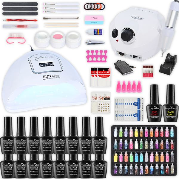 

nail art kits set for manicure kit gel polish with drill machine 84/80/36/54wnail lamp tools nails decorations