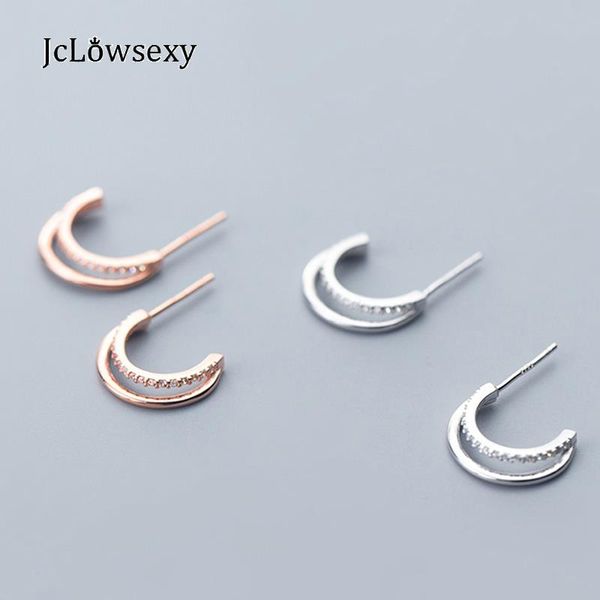 

new 100% 925 sterling silver crescent bay double moon earrings for women girl hypoallergenic statement jewelry fashion gift, Golden;silver