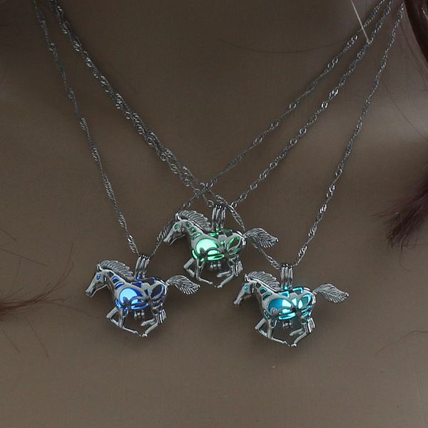 

erluer horse charm luminous pendant necklaces glow in the dark silver necklaces & pendants halloween gift for men women children