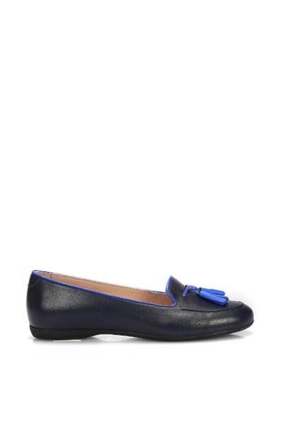 

pearl genuine leather navy blue women 's ballerina 120130006480, Black