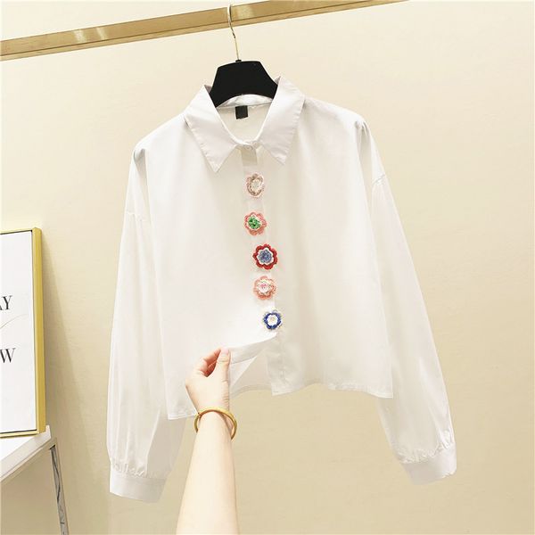 

color button personality long-sleeve shirt women's shirt shirts female ladies 2020 spring fashion white blouse blusa feminina