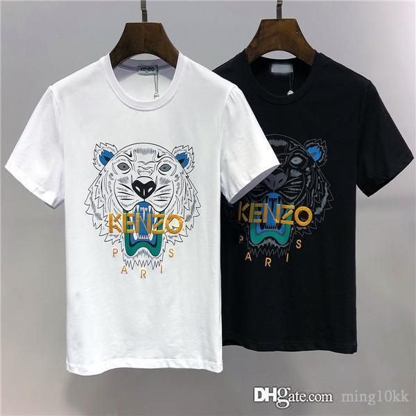 

2019 new handsome men's designer t-shirt fashion trend t-shirt printing breathable wrinkle resistant men's t-shirt jacket short sl, White;black