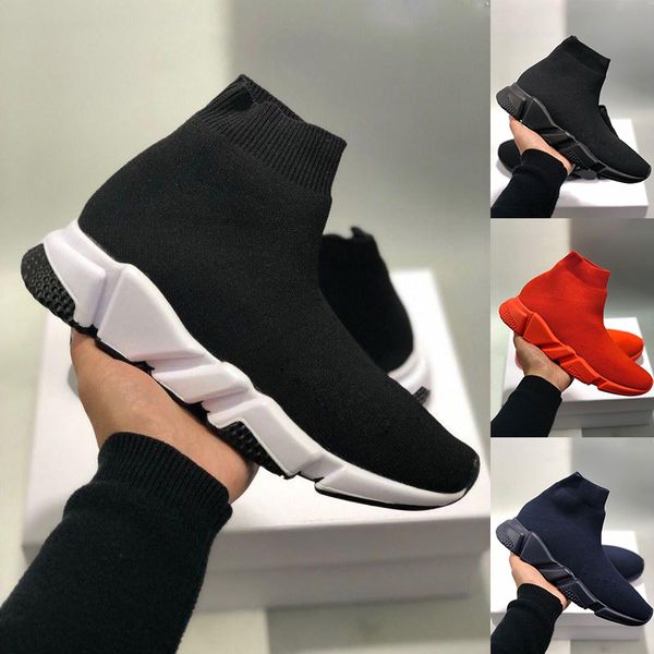 

2020 mens boots women fashion designer speed trainer sock shoes triple black volt gym red knit ankle sport sneaker run loafers