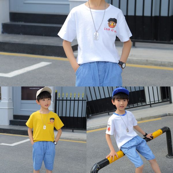 

boys' short-sleeve suit 2020 fashionable summer clothes two-piece boy's piece set short sleeve set suit for boys' foreign sty