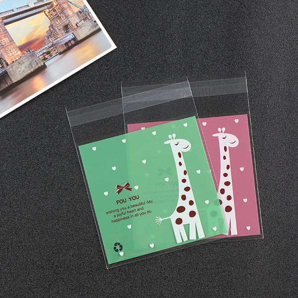 

gift wrap 500pcs lovely giraffe cellophane cookie bags with adhesive plastic christmas decor candy opp packing 10x10