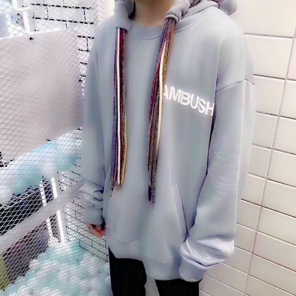

ambush solid hooded sweatshirt coat weave hoodies outwear street casual windproof couple bear ab brooch hoodies coat quality, Black;brown