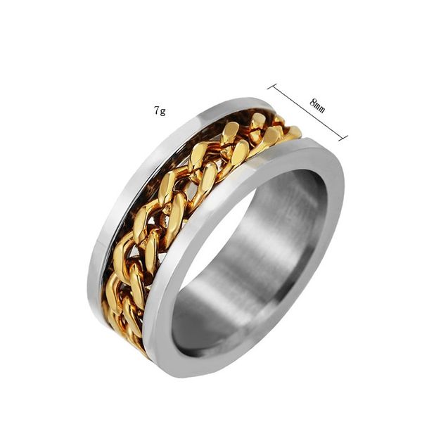 

new fashion luxury designer unique chain titanium stainless steel rings for men hip hop jewelry, Silver