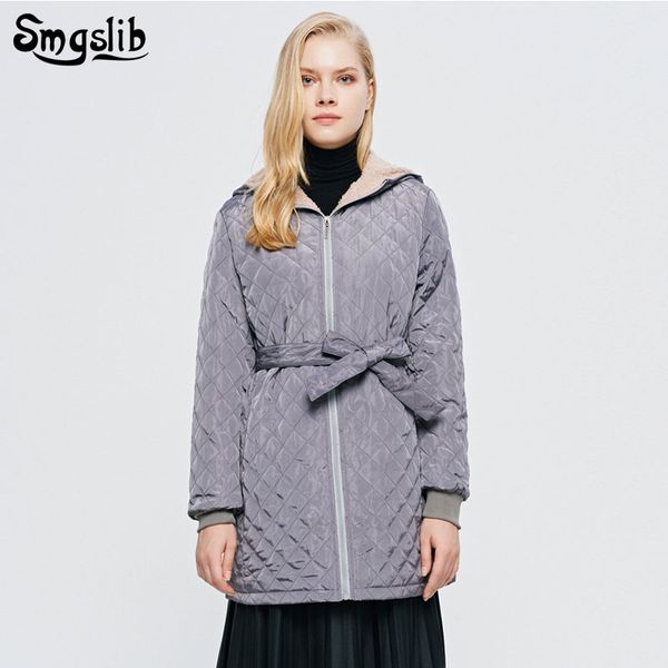 

2019 women's winter jacket zipper sashes hooded casual slim plus size s-3xl long light clothes fashion jackets, Black