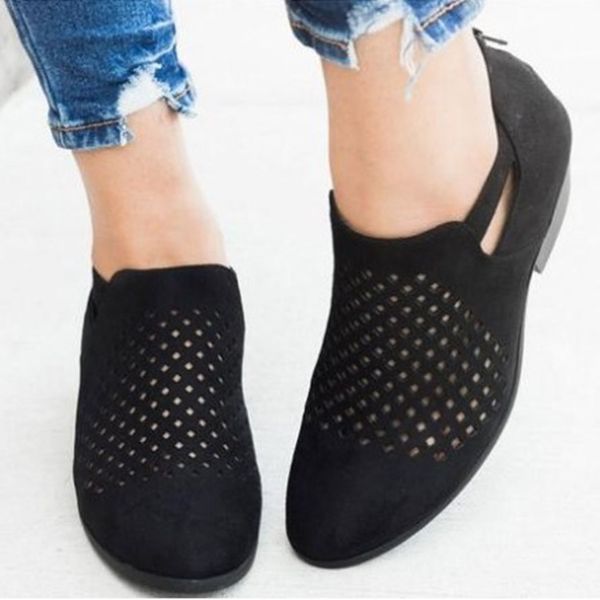 

2019 spring and summer europe and america large size new style women's sandals low-cut hollow out chunky-heel shoes women's, Black