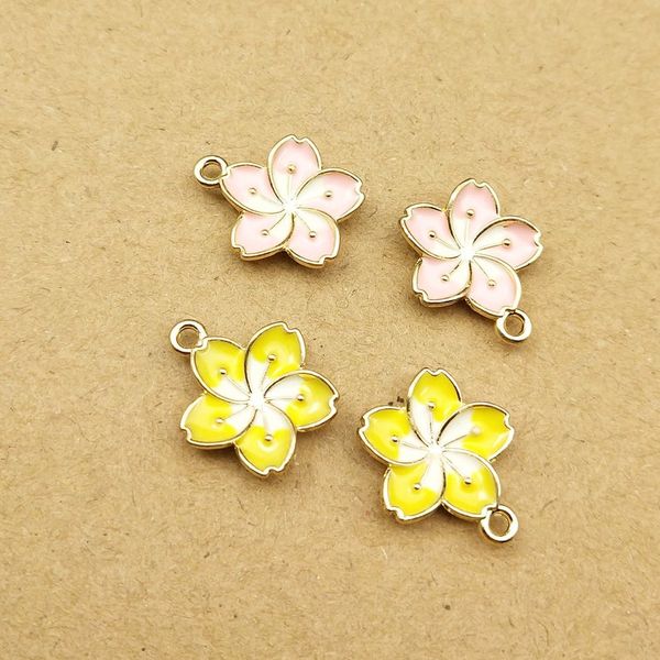 

10pcs new arrival fashion jewelry 13x16mm enamel sakura flower charm for jewelry making earring pendant fashion charms, Bronze;silver
