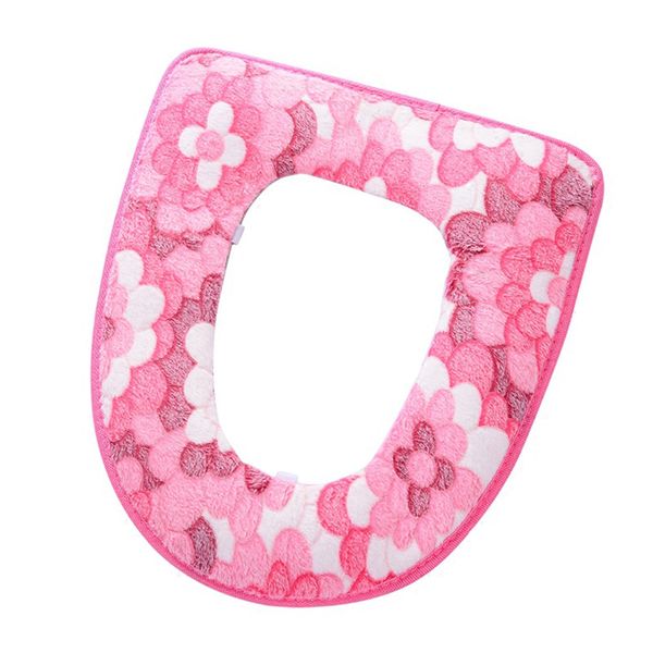 

Flower Patten Washable Toilet Seat Cover Soft Warm Winter Bathroom Accessories Cleaning Top Pad Elastic Hotel Thickened Home