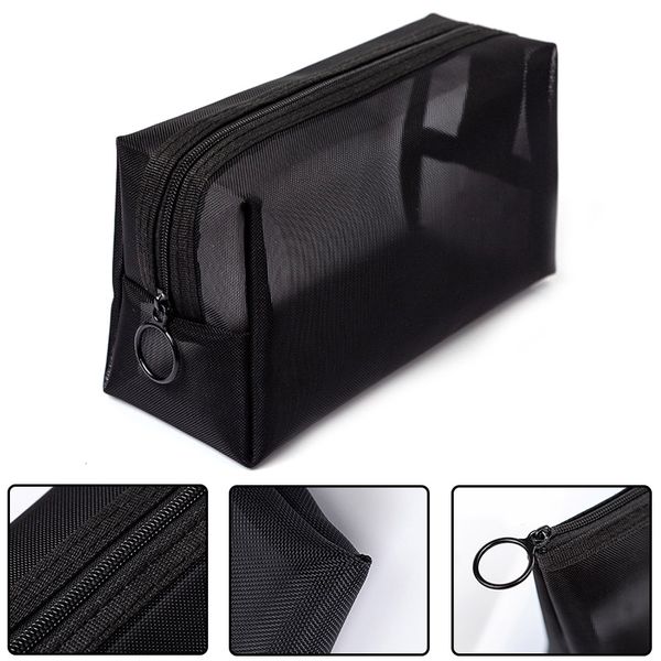 

3pcs mesh makeup bags zipper pouch see through cosmetic bag for home offices travel new