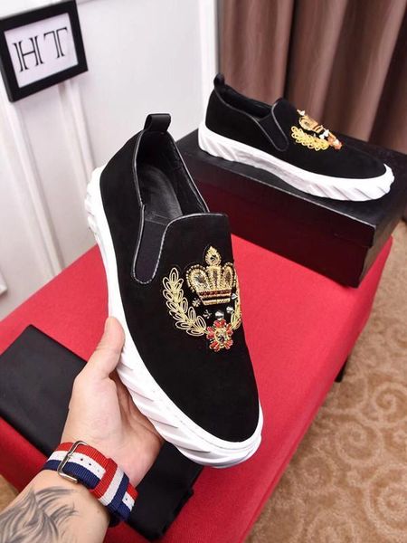 

brand fashion luxury designer shoes gold low cut leather flat designers men womens casual sneakers 38-44 ht pp 20 d05, Black