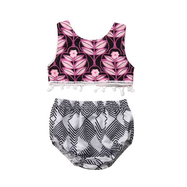 

Newborn Baby Girls sleeveless Floral tassel crop Tops Vest+ Shorts Briefs Summer Outfits Clothes