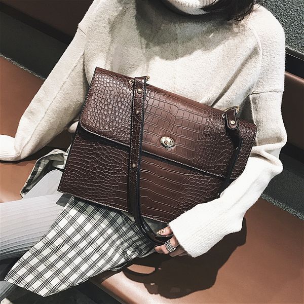 

burminsa female crocodile big briefcase women messenger bags large handbags shoulder crossbody bags