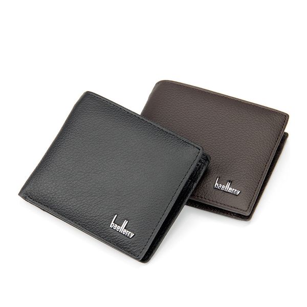 

genuine leather wallet short bifold men wallets casual solid purse with holders soft leather business money bag male, Red;black