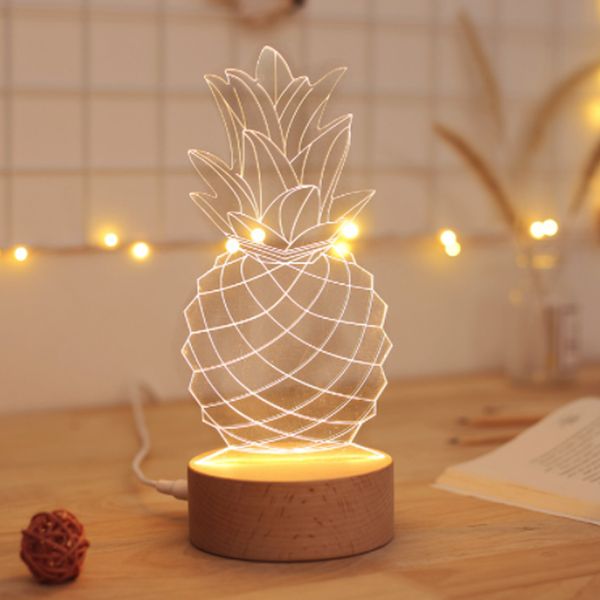 

3d led night light for children lovely pineapple shape lamp office decor lamp and festival gift room decor