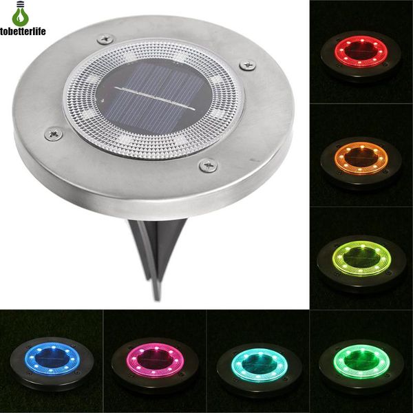 8led luz solar lâmpada enterrada luz ip65 impermeável lâmpada subterrânea solar para jardim ao ar livre trajeto de escada branco branco branco colorido