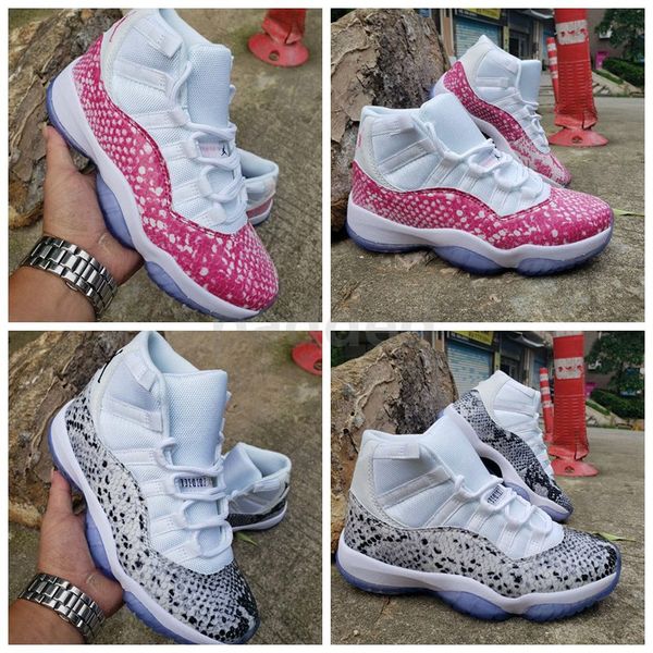 

snakeskin 11s men women basketball shoes 11 pink grey mens trainer designer sport sneakers size 36-47, White;red