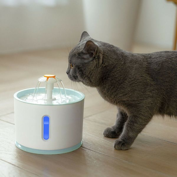 

automatic pet cat water fountain led light 2.4l electric usb dog pet mute drinker feeder bowl pet drinking fountain dispenser
