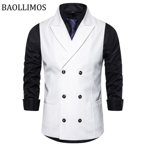 

british style men candy color cotton slim suit vest men casual solid color single-breasted business vest for male, Black;white