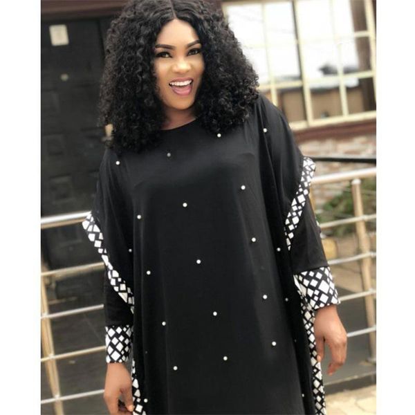 

2020 new african design bazin long sleeve dashiki dress for lady, Red
