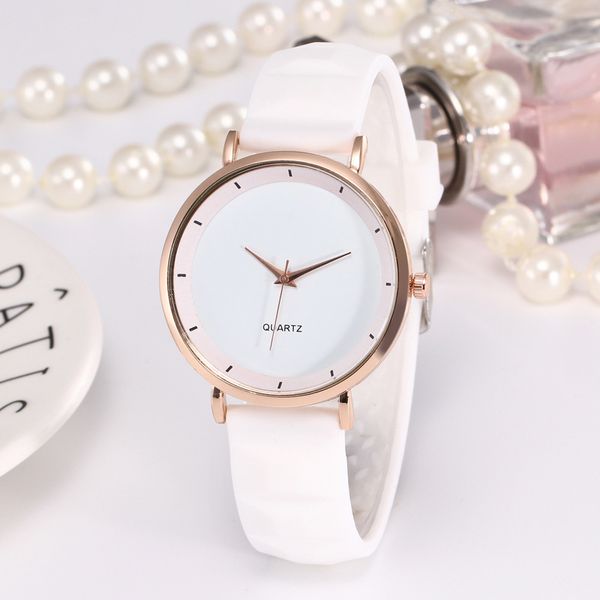 

new simple women watch fashion elegant rose gold ladies watch women casual silicone band women's watches white clock, Slivery;brown