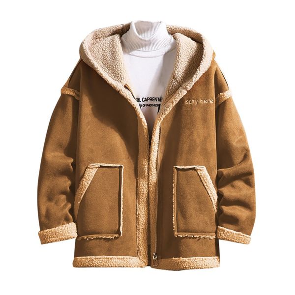 

2020 jacket men new fashion brand winter casual loose velvet cotton-padded erkek mont chaquetas hombre veste homme, Black;brown