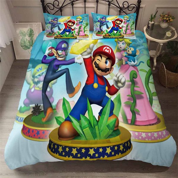 

helengili 3d bedding set mario party print duvet cover set bedcloth with pillowcase bed home textiles #mla43