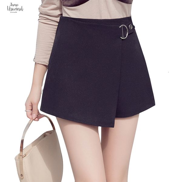 

new high waist shorts skirts shorts black lady office elegant work short pants plus size irregular bandage zipper skirts shorts, White;black