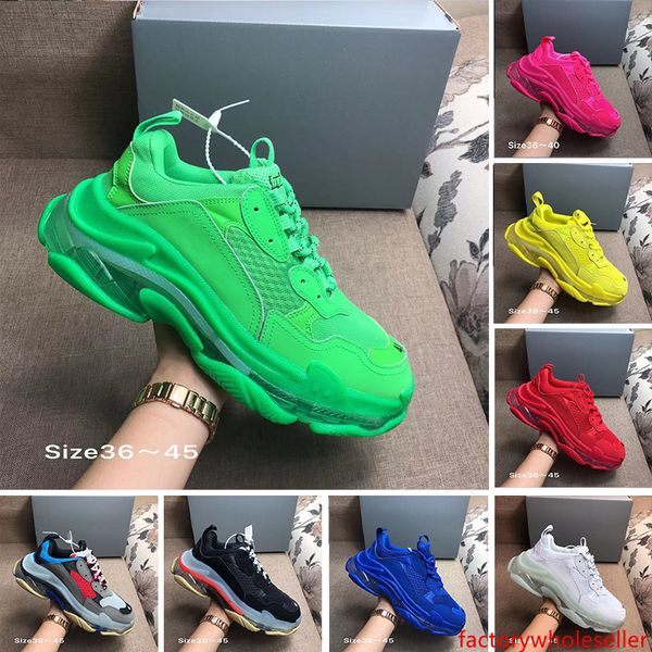 

stock x designer paris 17fw triple s adds a clear bubble midsole sneakers men women neon green luxury increasing brand casual dad shoes