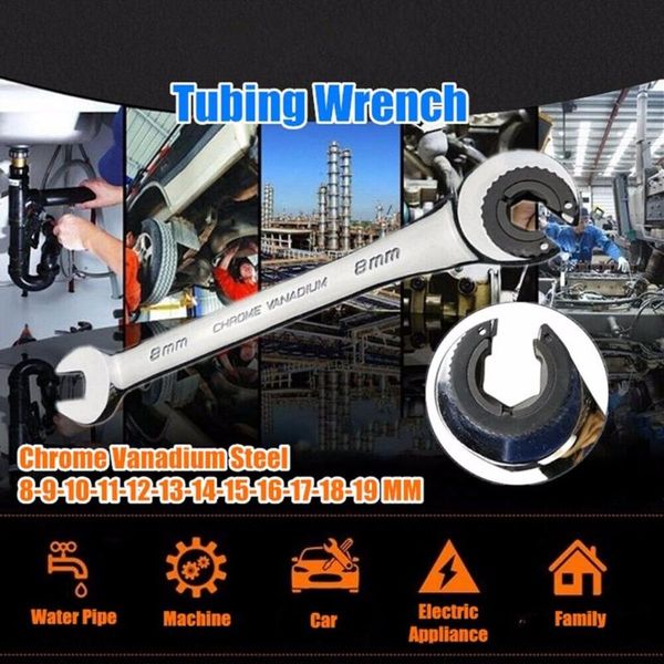 

practical tubing ratchet spanner combination wrench ratchet flex-head metric oil flexible open end wrenches tools dropship