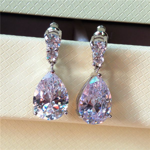 

luxury female red water drop earrings fashion silver color zircon stone earrings vintage long dangle earrings for women