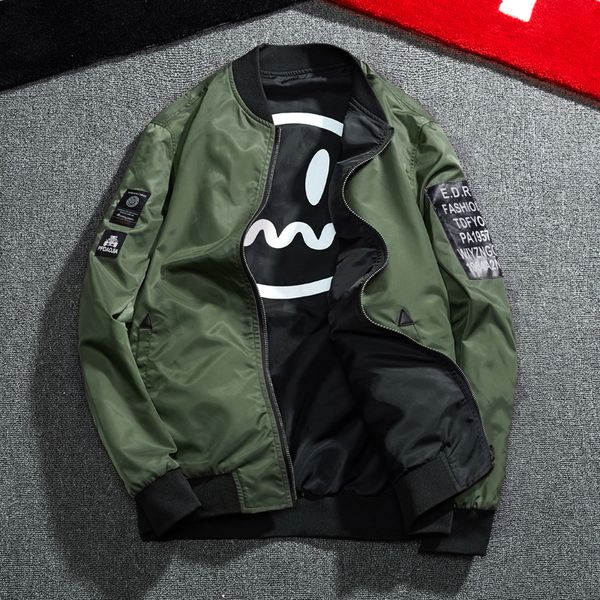 

new stylish reversible flight jacket men baseball double-faced jackets mens streetwear fashion motorcycle jacket coat for male, Black;brown
