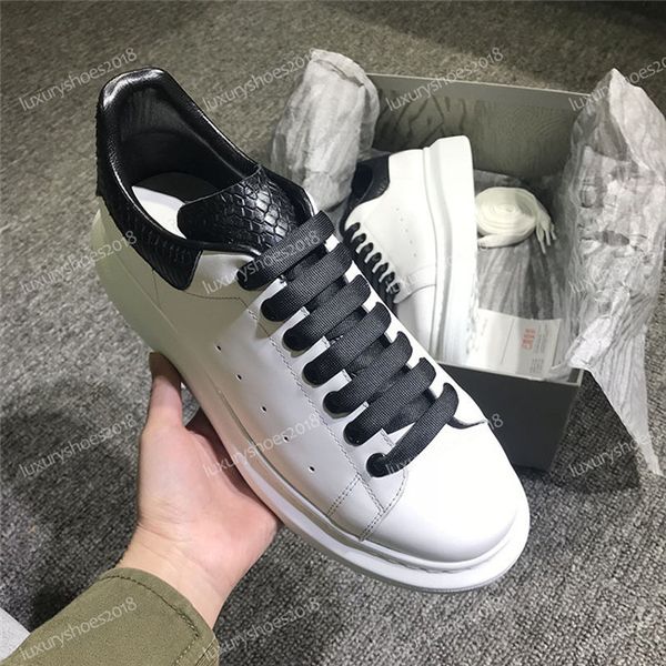 

2019 mens womens snake skin leather platform chaussures shoes beautiful platform casual sneakers luxury designers shoes leather solid colors, Black
