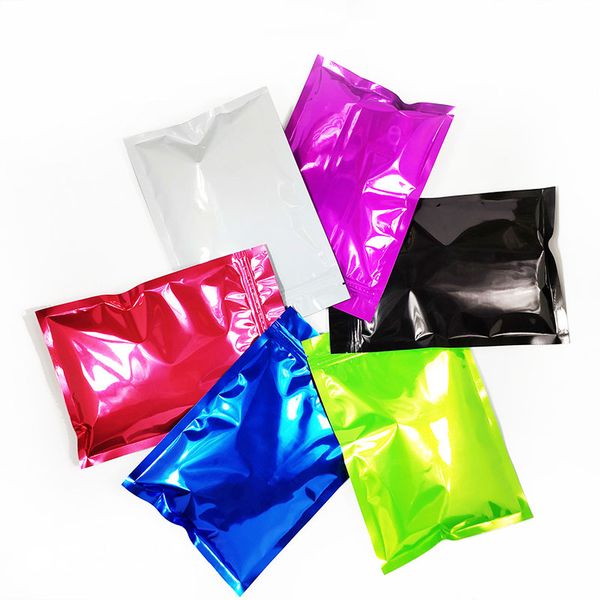 

100pcs colorful aluminum foil bag stand up seal zipper ziplock mylar bag reseal for baking beans tea food sealed packaging pouch