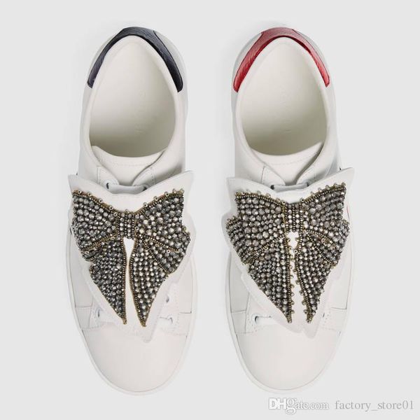 

luxury designers men women sneaker casual shoes leather butterfly decoration sneakers ace shoes white sneakers, Black