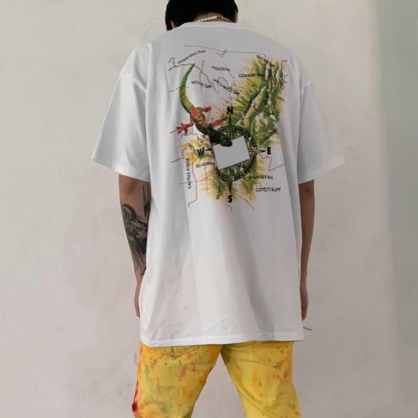 

top asap rocky lizard printed tee хип-хоп скейтборд vintage t-shirt solid color короткие рукава лето улица мужчины женщины футболку hfymtx63, White;black