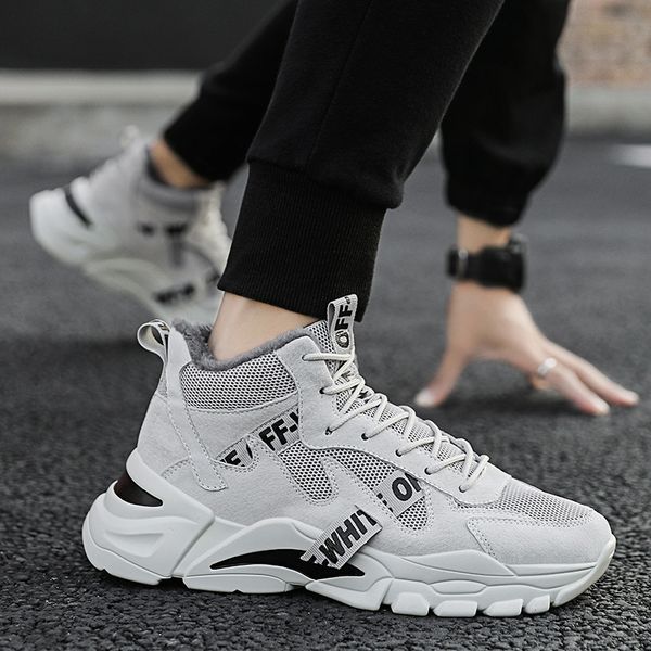 

5 colors thick bottom mens casual shoes men sneakers men trend lace-up sports whit fitnessw white shoes new c13, Black