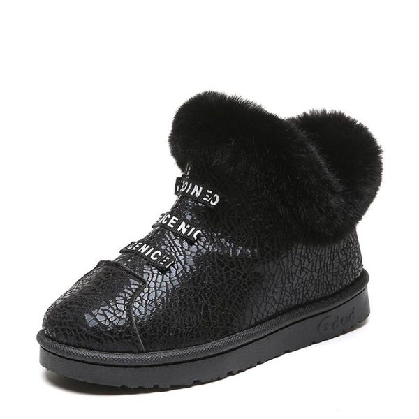 

selling children boots shoes new winter plush warm martin boys shoes fashion leather soft fleece antislip girls boots, Black;grey
