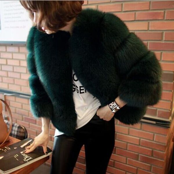 

fluffy 2019 winter women's faux fur jacket artificial fur overcoat furry coat femme plus size fluffy fake outwear z243, Black
