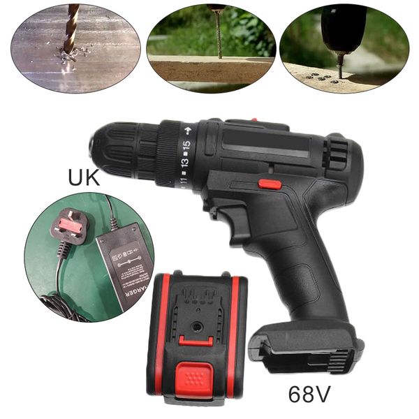 

68vf upgrated cordless electric drill screw led w/ 2-speed rechargeable us plug