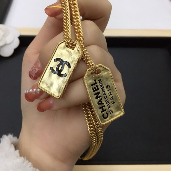 

luxury designer jewelry women necklaces gold double dog tags pendant necklaces high-end hip hop earrings and necklace suits, Silver