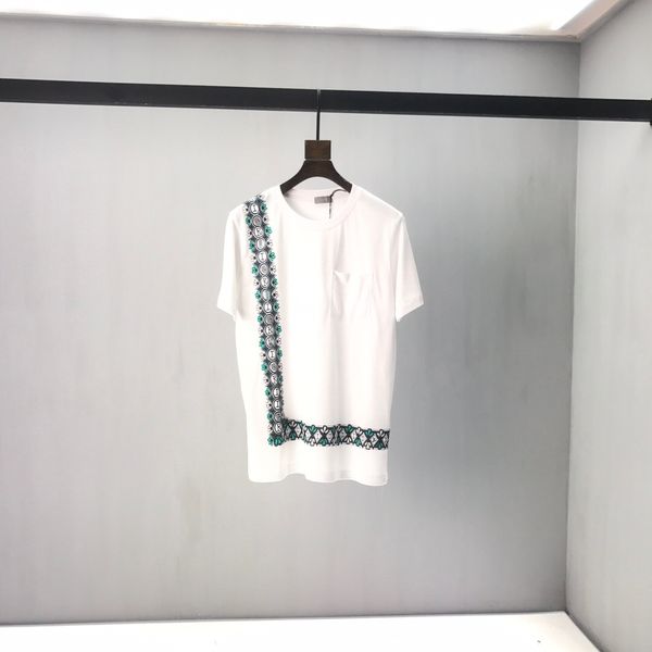 

2020ss spring and summer new high grade cotton printing short sleeve round neck panel t-shirt size m--xl-xxl-xxxl shirt tees size, White;black