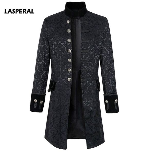

mens gothic brocade jacket frock coat steampunk victorian morning coat smart jacket black white mens wind breaker 2019, Tan;black