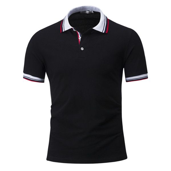 

mens designer contrast color polos fashion striped print lapel neck short sleeve polo shirts casual mens summer, White;black
