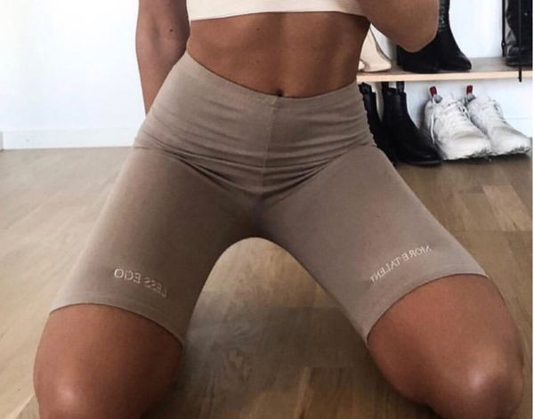 

короткий femme женщина шорты печать письма байкер шорты высокой талия женщина короткая высокие штаны фитнес athleisure велоспорт шорты femme, White;black