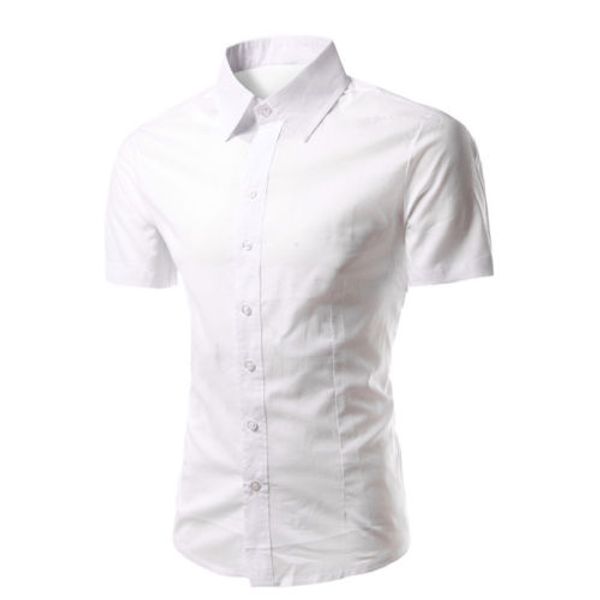 

fashion men summer casual short sleeve shirt office, White;black